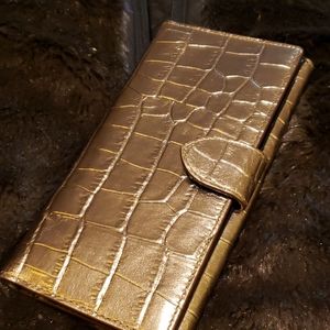 Lauren Lanesborough gold metallic slim wallet